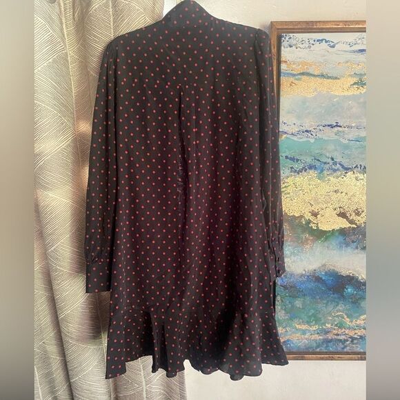 Veronica Beard Mini Dress Size 4 Linley Black And Red Polka Dot Long Sleeve Silk - Picture 5 of 14